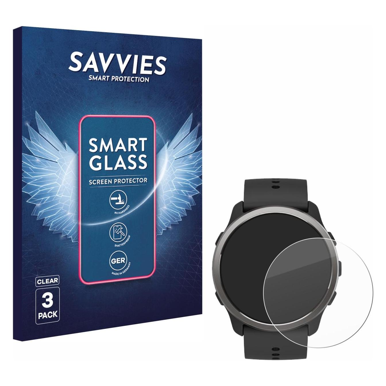 Savvies Pellicola Vetro Temperato Per Suunto 9 Peak (3 Pezzi) Protezione, Schermo Protettivo, Glass Durezza 9H