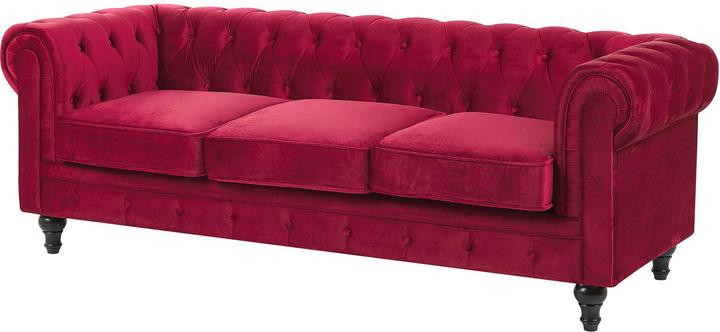 Produktbild Beliani Sofa Set Samtstoff dunkelrot 4-Sitzer CHESTERFIELD (Chesterfield)