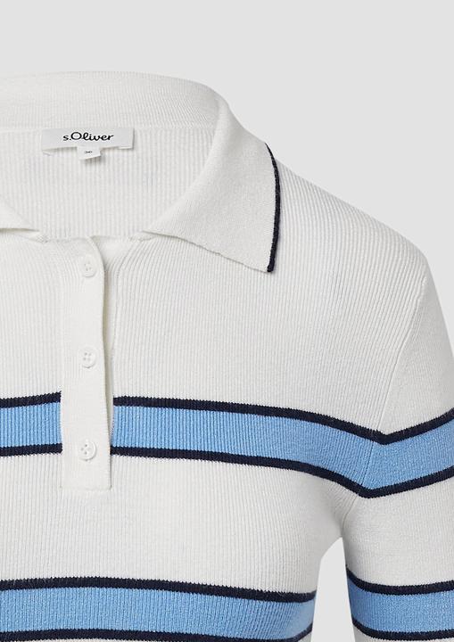 Produktbild s.Oliver Strickpullover Verkürztes Strick-Polo im Slim Fit (40)