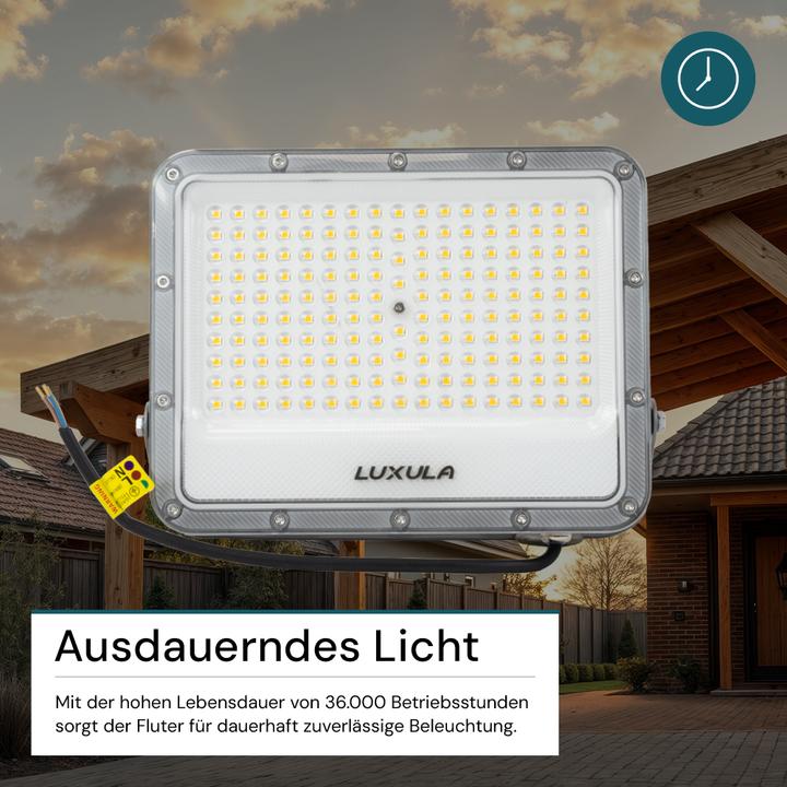 Produktbild Luxula LED-Fluter, EEK: E, 100W, 12000lm, 4000K, IP65, grau (12000 lm, IP65)