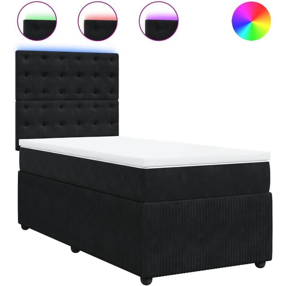 Thumbnail - VidaXL, Bett, Bo x springbett mit Matratze 90 x 190 cm Samt (90 x 190 cm)