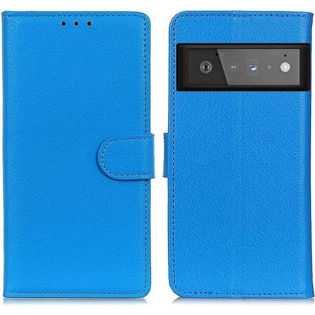 Thumbnail - MU Classic Litchi Leder Bookcover Series (Google Pixel 6 Pro), Smartphone Hülle, Blau