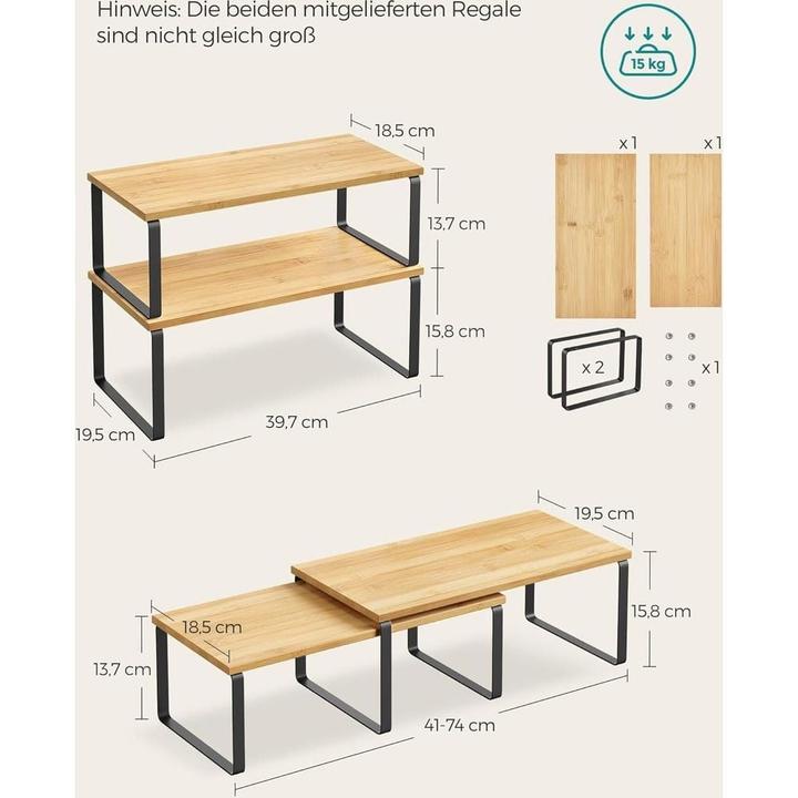 Actual product image Songmics Shelf set of 2 (40 x 19.5 x 16 cm)