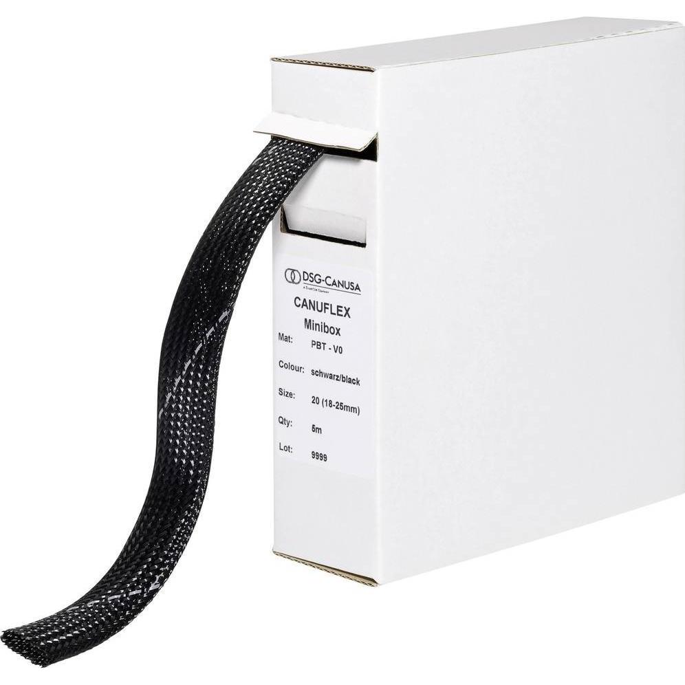 DSG Canusa, Kabelschutz + Kabelführung, 8694040951 Geflechtschlauch Schwarz Polyester 35 bis 50 mm 5 m (Kabelschlauch, 5...