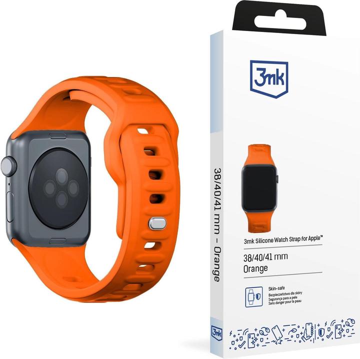 Immagine prodotto 3MK Cinturino in silicone pomarańczowy/ arancione dla Apple Watch 38/40/41mm (Acciaio inossidabile, Silicone)