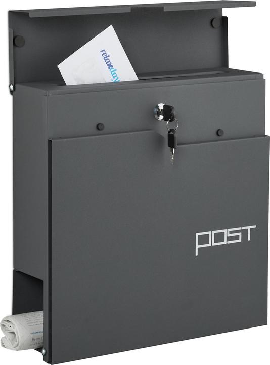 Relaxdays Briefkasten mit Zeitungsfach