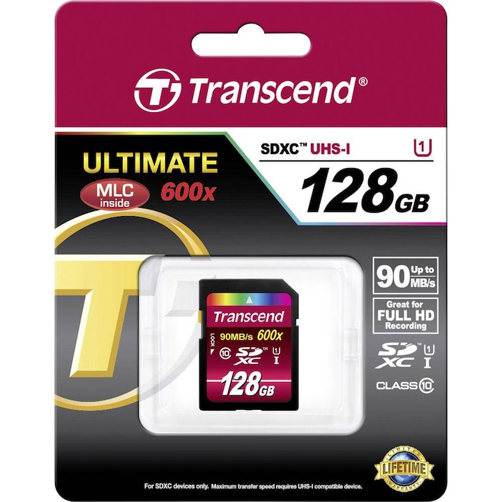 Produktbild Transcend SDXC Ultimate 600x (128 GB, SDXC, U1, UHS-I)