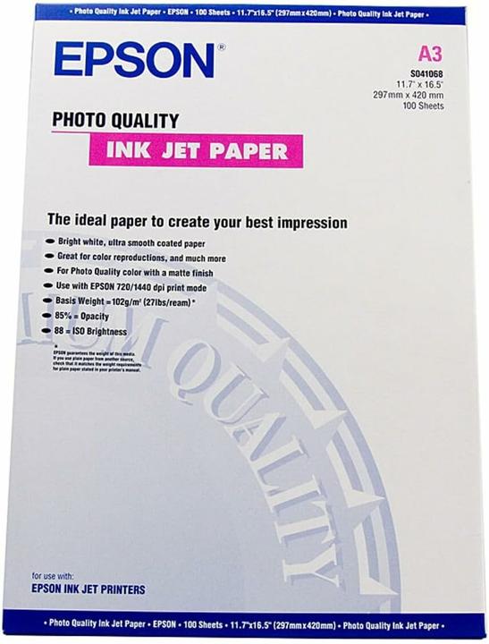 Actual product image Epson Photo Quality Ink Jet Paper, 100 sheets (104 g/m², A3, 100 x)