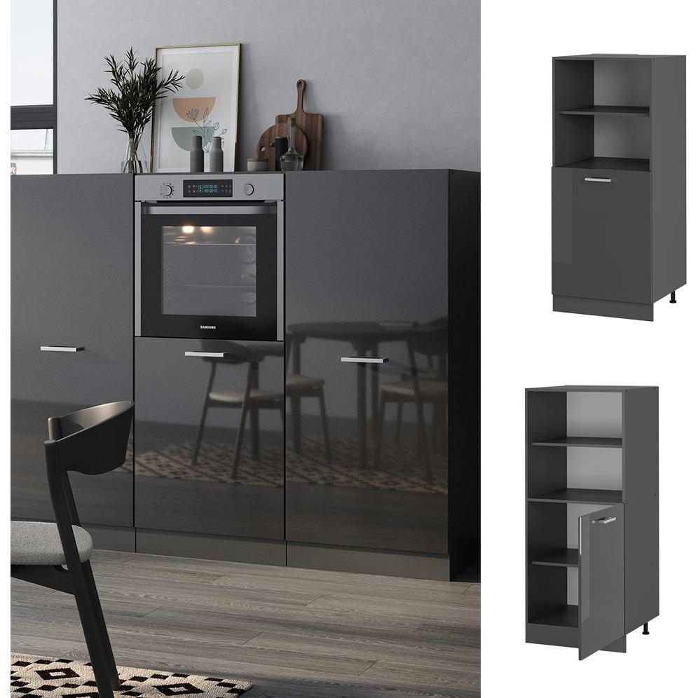 Thumbnail - Vicco, Regal, Herdumbauschrank R-Line, Anthrazit Hochglanz/Anthrazit, 60 cm