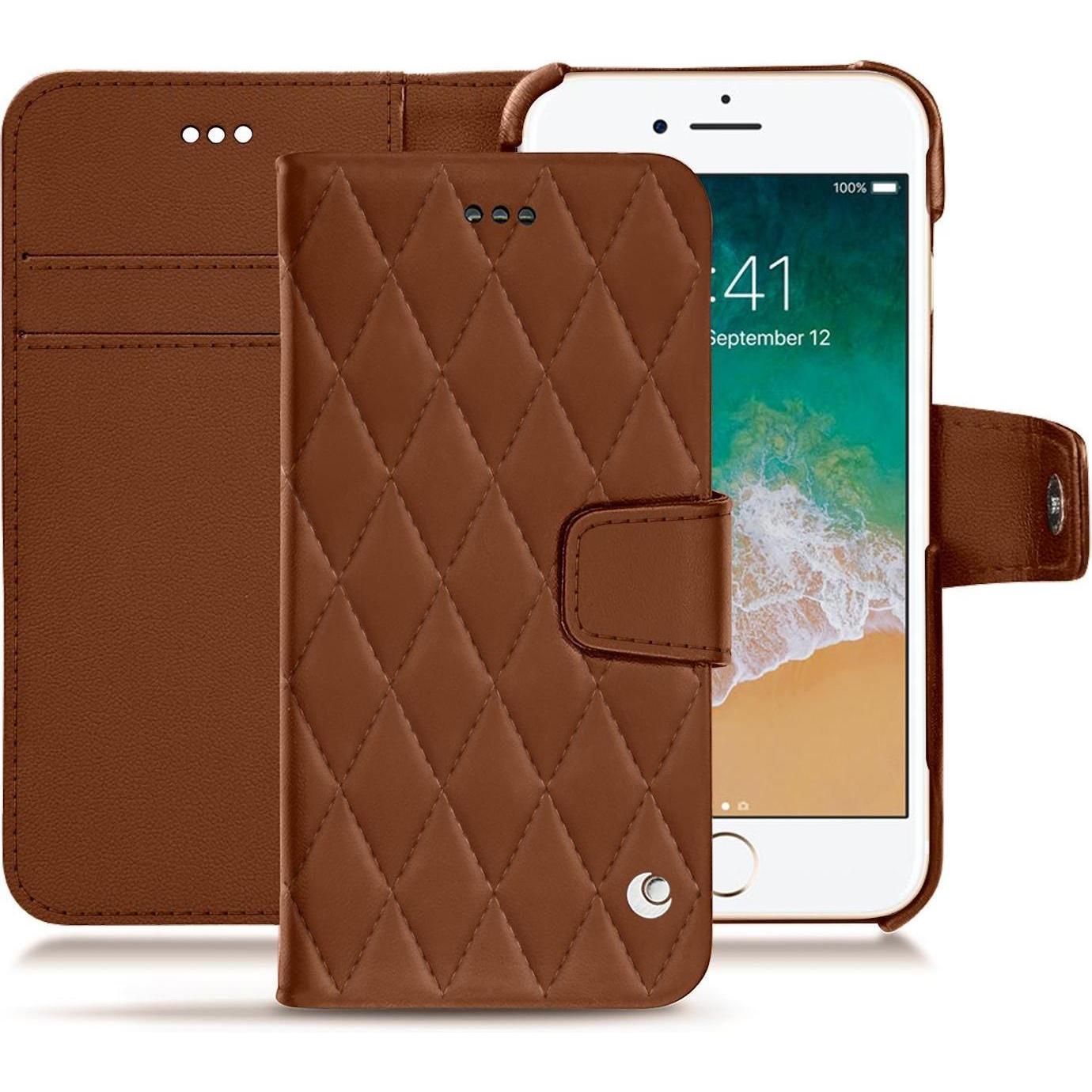 Noreve Lederschutzhülle Wallet (Apple iPhone 7), Smartphone Hülle, Braun