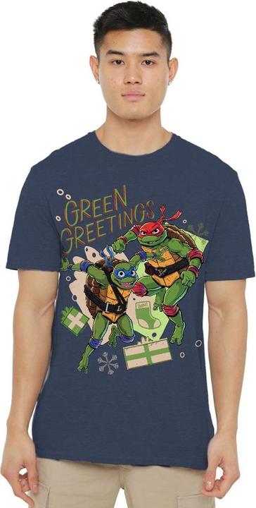 Immagine prodotto Teenage Mutant NT Christmas Greetings Maglietta Leonardo e Raffaello Adulto Unisex (S)