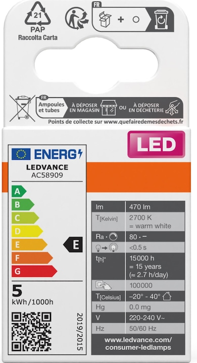 Energie-Label Osram Led Pin (G9, 4.20 W, 470 lm, 1 x, E)