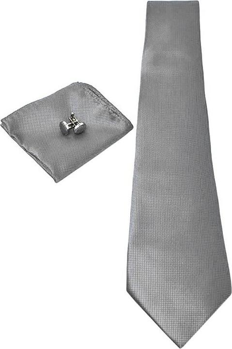 Produktbild JTI Kostümzubehör | Krawatte + Einstecktuch + Manschettenknöpfe - Grau