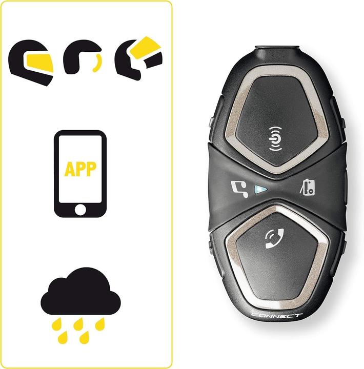 Produktbild Interphone Enkele Motorhelm-Intercom mit Stereo-Kopfhörern, 300 m Reichweite, 12 h Laufzeit, IPX67 wasserdicht (1er Set)