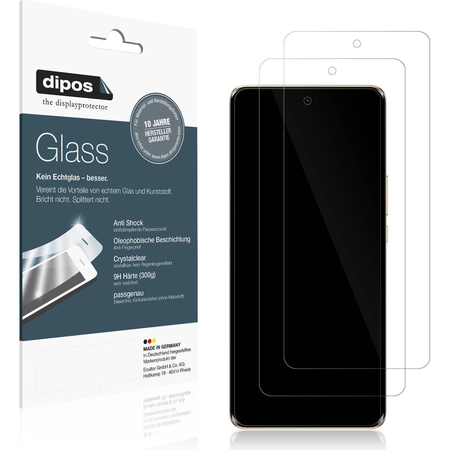 Dipos Displayschutz Anti-Shock (2 Stück, Honor Magic6 Lite), Smartphone Schutzfolie, Transparent