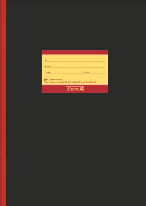 Produktbild Brunnen Schulheft A4 20 Blatt kariert Lineatur 26 schwarz mit rotem Rand (A4, Kariert)