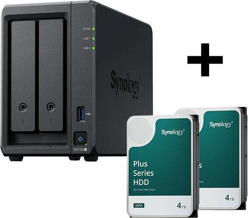 Actual product image Synology Disk Station DS725+ NAS-Server + Plus 3.5"" SATA 6Gb/s Festplatte 8 TB (2 x 4TB) (2 x 4 TB)