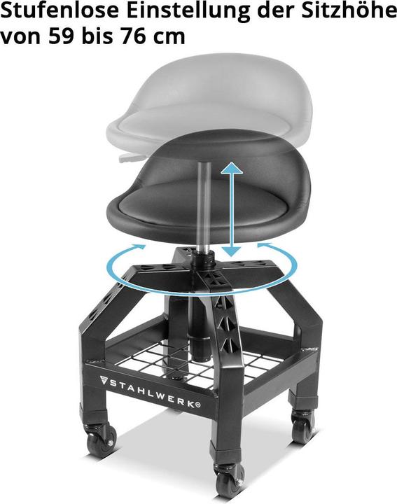 Produktbild Stahlwerk Höhenverstellbarer Werkstatthocker VWH-300 ST bis 136 kg belastbar (1 x)