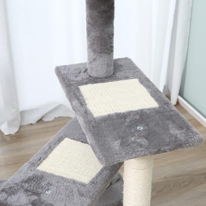 Produktbild PawHut Kletterbaum mit 5 Ebenen (101 cm, Grau, Beige)