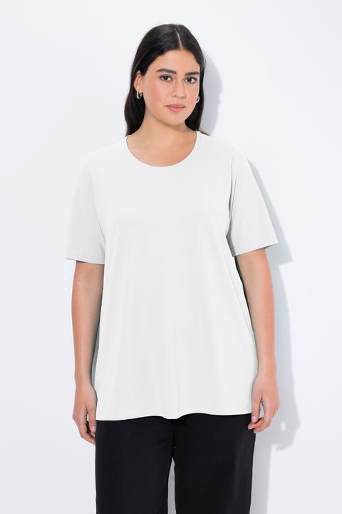 Image du produit Ulla Popken T-shirt en coton bio. Col rond et manches courtes. Coupe évasée (54)