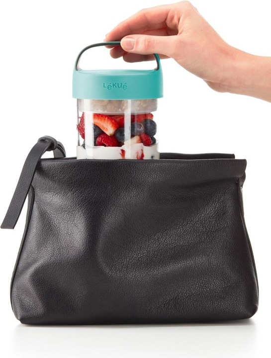 Actual product image Lékué Jar To Go turquoise, large 60 cl, Ø9.2 cm H 18.8 cm