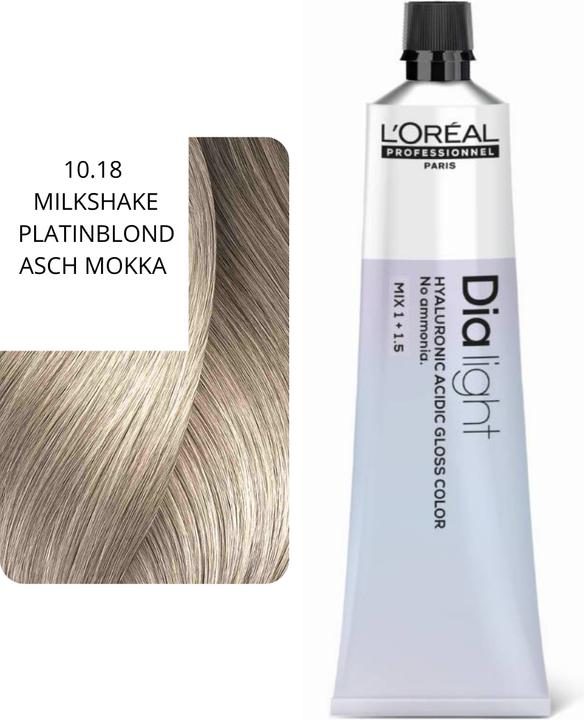 Image du produit L'Oréal Professionnel L'Oréal Dia Light 10,18 Milkshake Platinblond Asch Mokka 60 ml (10.18 Milkshake Blond Platine Cendré Moka)