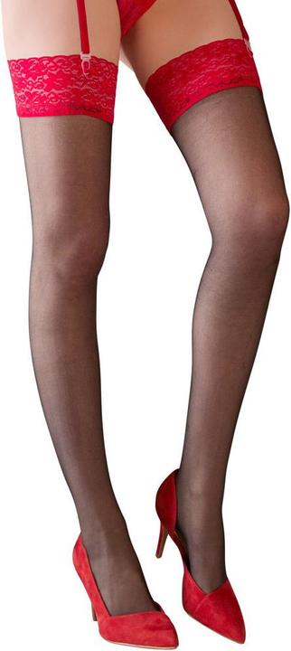 Produktbild Cottelli Collection Strapsstrümpfe mit roter Spitze (S)