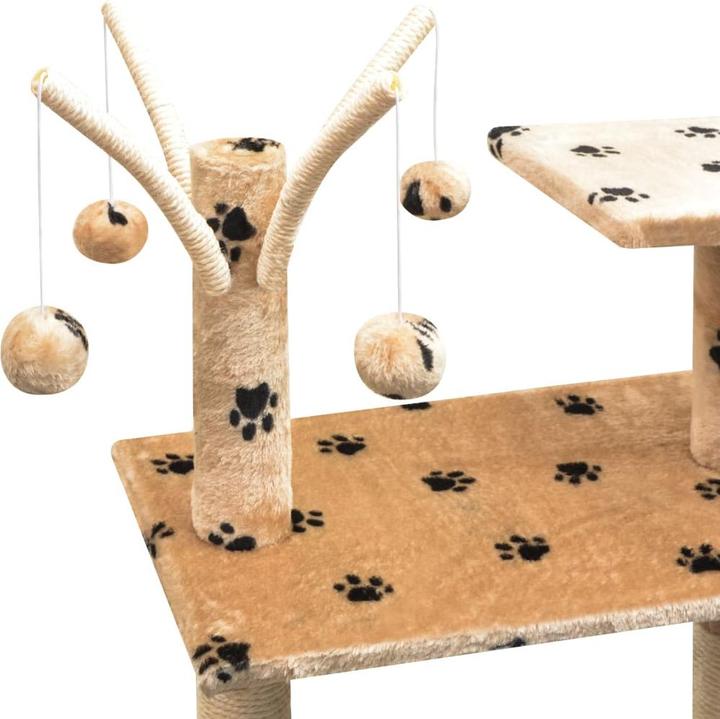 Actual product image vidaXL Katzenbaum (125 cm, Beige with black paw print)