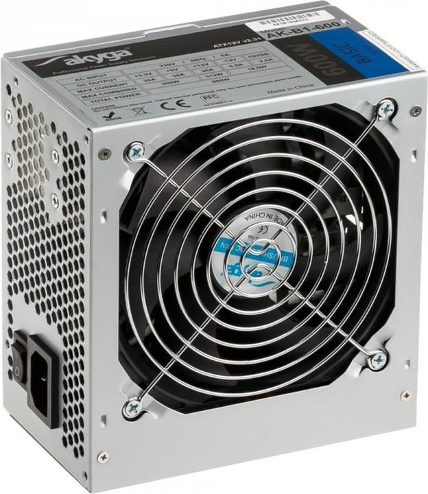 Produktbild Akyga Basic ATX Power Supply 600W AK-B1-600 Fan12cm P4 3xSATA PCI-E (600 W)