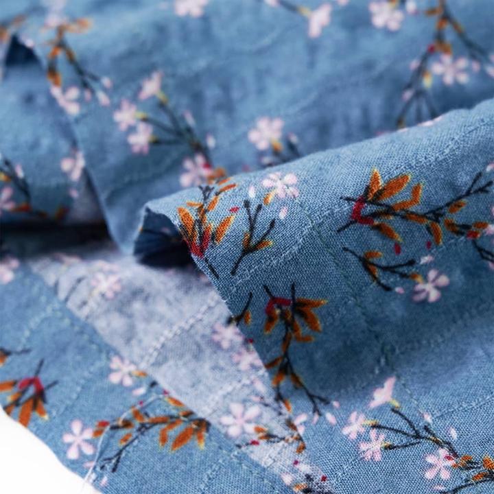 Produktbild vidaXL Kinderkleid mit Langen Ärmeln Petrolblau 92,Material: 50 (92)