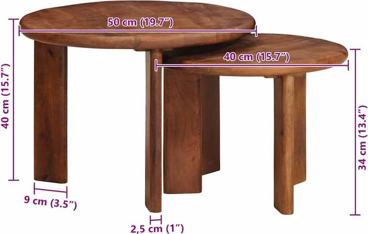 Immagine prodotto vidaXL Nesting-Couchtische (50 x 50 x 40 cm, Ø 40 x 34 cm, Ø 50 x 40 cm)