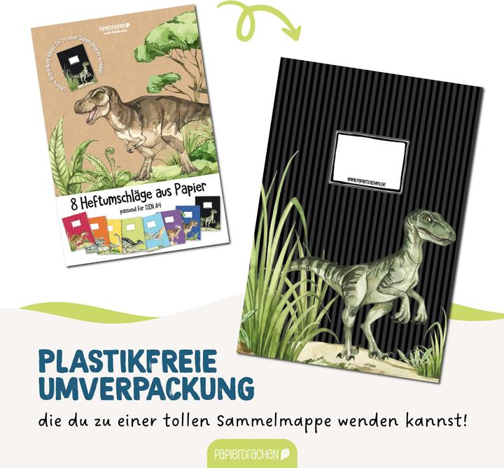 Produktbild Papierdrachen 8 Papierheftumschläge A4 Welt der Dino - Set 16 (A4)
