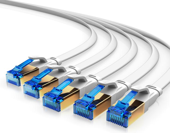 Produktbild Primewire 5x CAT 8.1 Netzwerkkabel Flach, LAN Patchkabel Datenkabel, Flachbandkabel Verlegekabel, Cat 6 Cat 7 (PiMF, U/FTP, CAT8.1, 0.50 m)
