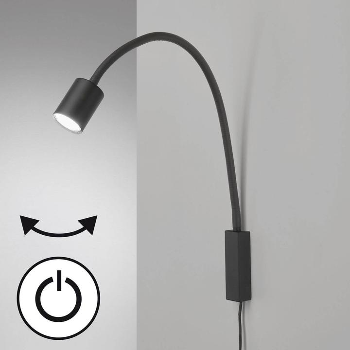 Produktbild Fischer & Honsel Honsel Justi LED Bettleuchte Flex GU10 warmweiss schaltbar sandschwarz 30498 (GU10)