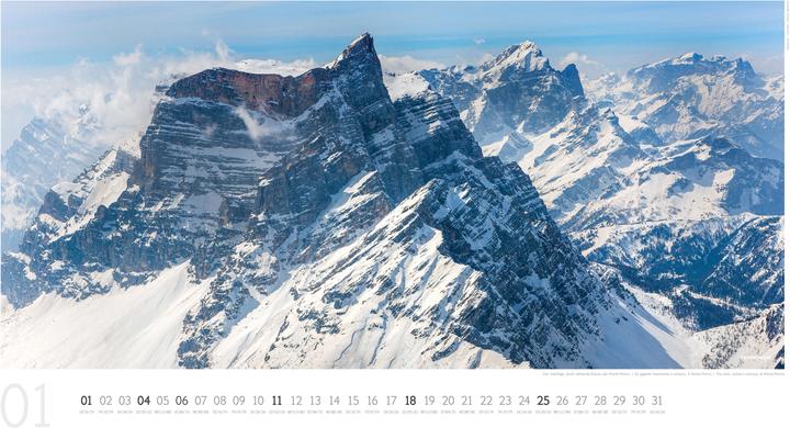 Produktbild Luftbildkalender Dolomiten 2026 (Harter Einband, Deutsch, Französisch, Englisch)