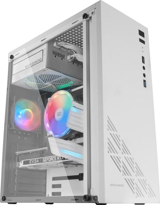 Actual product image Mars Gaming Boitier Moyen Tour Atx Mc100 RGB Avec Panneau Vitré (Blanc) (ATX, Mini-ITX, mATX)