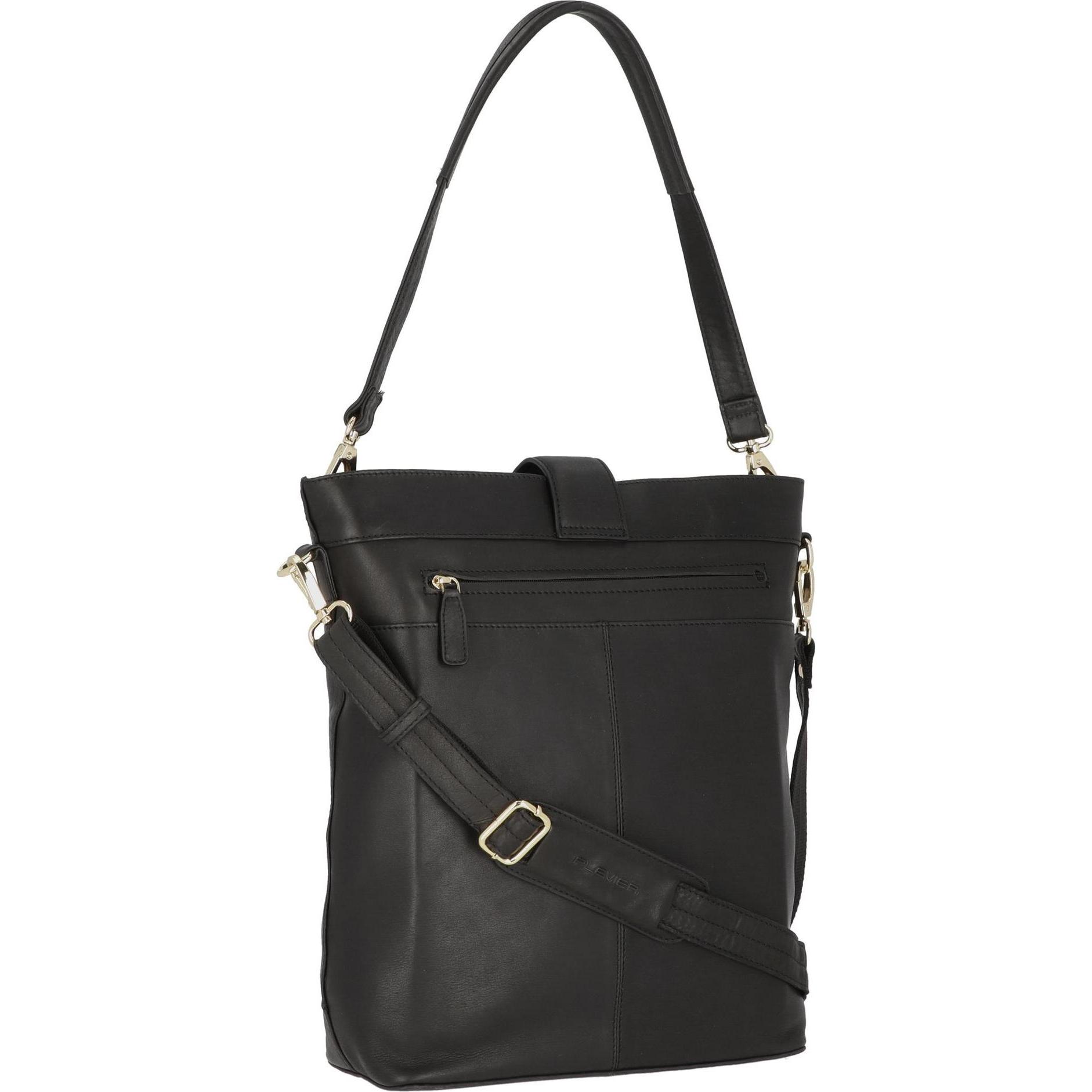 Thumbnail - Fujitsu, Handtasche, Bow Schultertasche Leder 30 cm Laptopfach, Schwarz