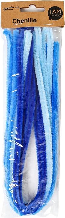 I Am Creative Chenilledraht, Pfeifenputzer Biegedraht für Bastelarbeiten und zum Dekorieren, Blau-Mix, ø 9 mm... (0.50 m)