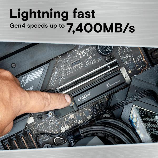 Produktbild Crucial T500 mit Kühlkörper (1000 GB, M.2 2280)