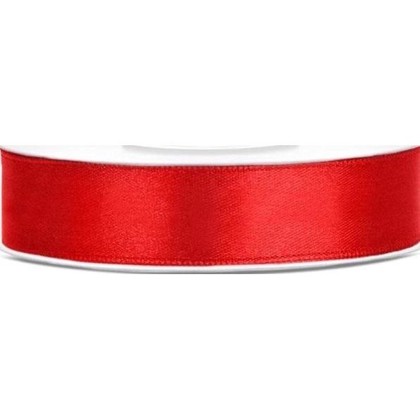 Thumbnail - Partydeco, Geschenkverpackung, Satin Ribbon, red, 12mm/25m (1 pc. / 25 lm) (Geschenkband, 1 x)