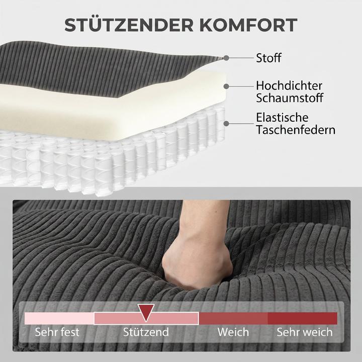Actual product image Homcom Ecksofa Polyester, Schaumstoff Dunkelgrau (Corner sofa)