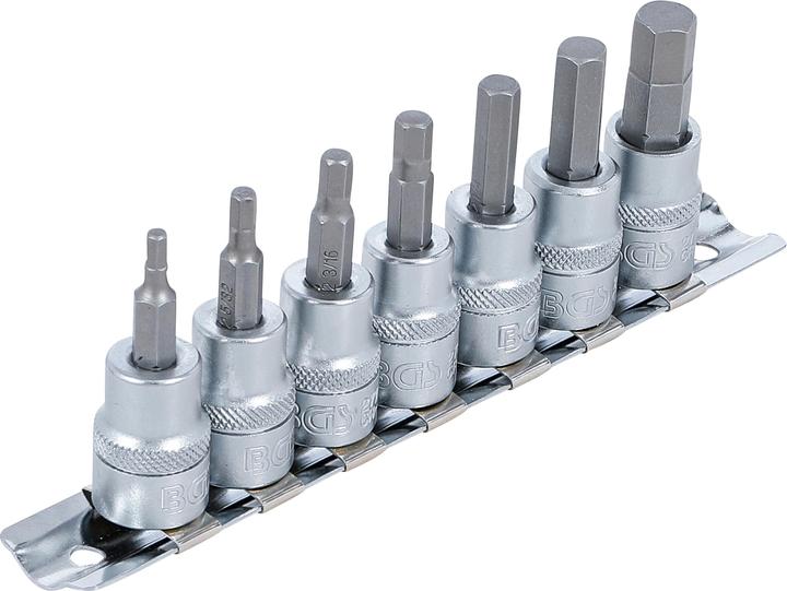 Produktbild BGS Bit-Einsatz-Satz 10 mm (3/8") Innensechskant 1/8" - 3/8" Zollgrössen 7-tlg. (10 mm (3/8"), 12,5 mm (1/2"), 1/8)