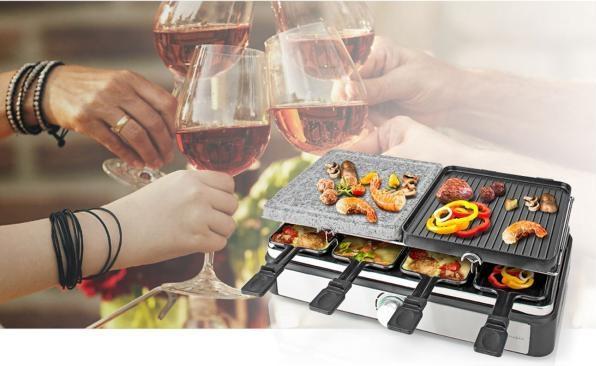 Image du produit Nedis Gourmet/Raclette Grill/Stone 8 Persons Spatula Réglage de la température Non stick coating Rectangl