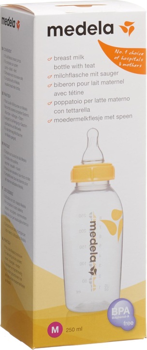 Produktbild Medela Milchflasche 250 ml mit Sauger M (Mittlerer Fluss / 4 bis 6 Monate) (250 ml)