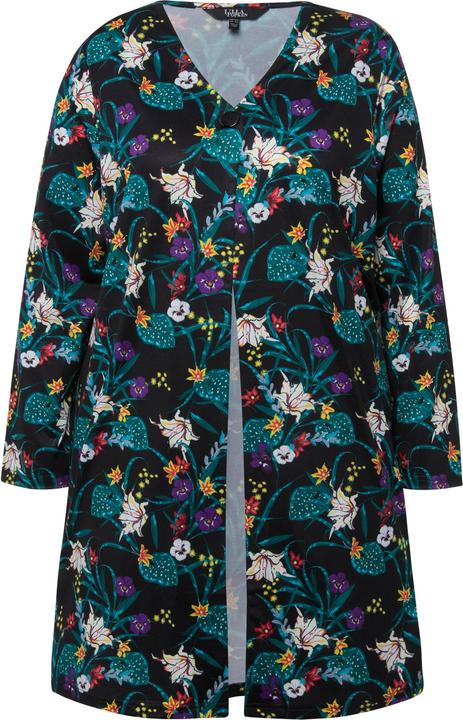 Immagine prodotto Ulla Popken Giacca di jersey con scollo a V, fiori e spacchetti laterali (50, 52)