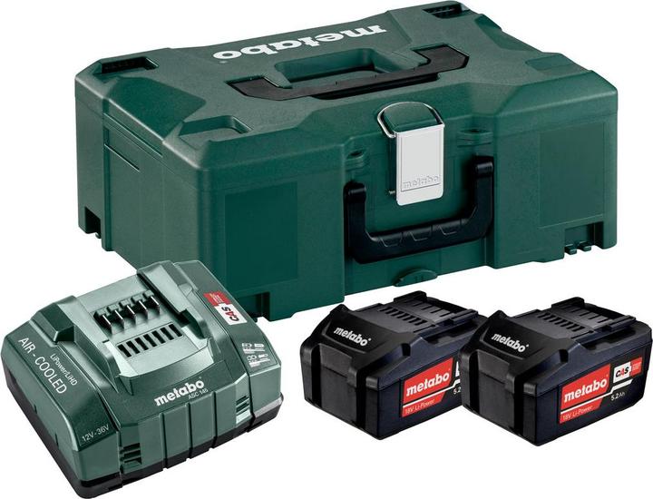 5,2 Ah snellader ASC 145 Metaloc II, 2 x Li-Power accupack 18V