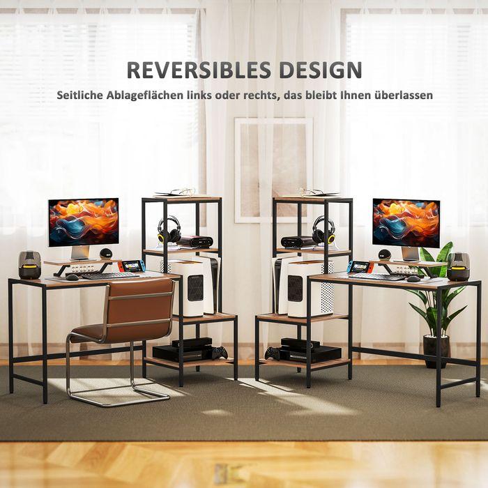 Image du produit Swisshandel24 Schreibtisch Computertisch mit Monitorständer, CPU-Ständer, Druckerablage, Braun