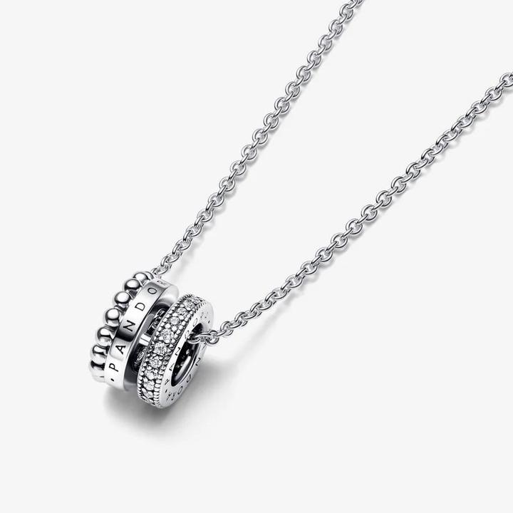 Immagine prodotto Pandora Collana con logo Signature Pavé e perline (Argento 925, 42 - 45 cm)
