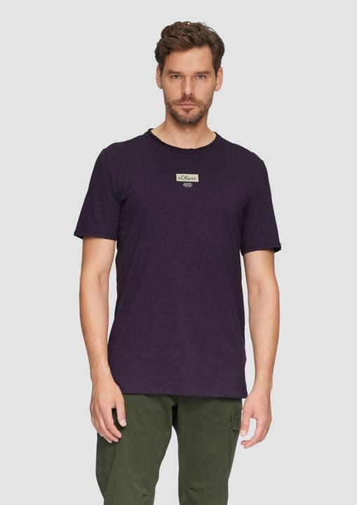 Produktbild S.Oliver T-Shirt Logo-Shirt mit Rollkante und Flammgarnstruktur (S)