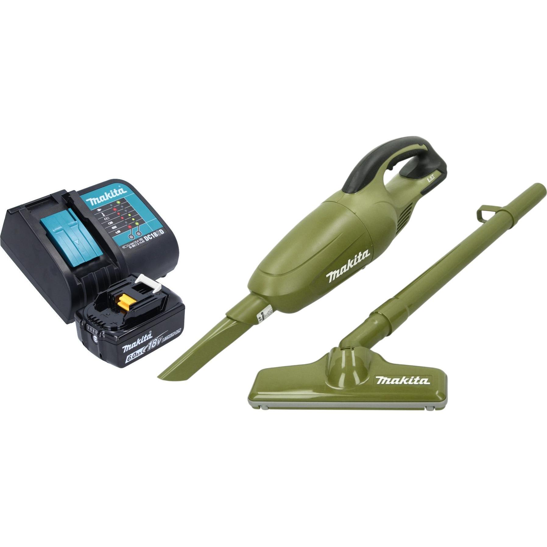 Makita DCL 180 SGO Akku Staubsauger 18 V 0,65 l Olive Outdoor Adventure Serie + 1x Akku 6,0 Ah +, Staubsauger, Grün